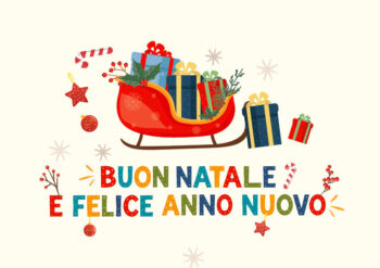 Biglietto Slitta con doni fronte