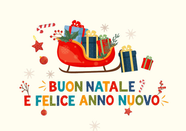 Biglietto Slitta con doni fronte